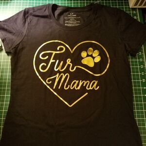 Fur Mama Heart Paw Black Gold Small
